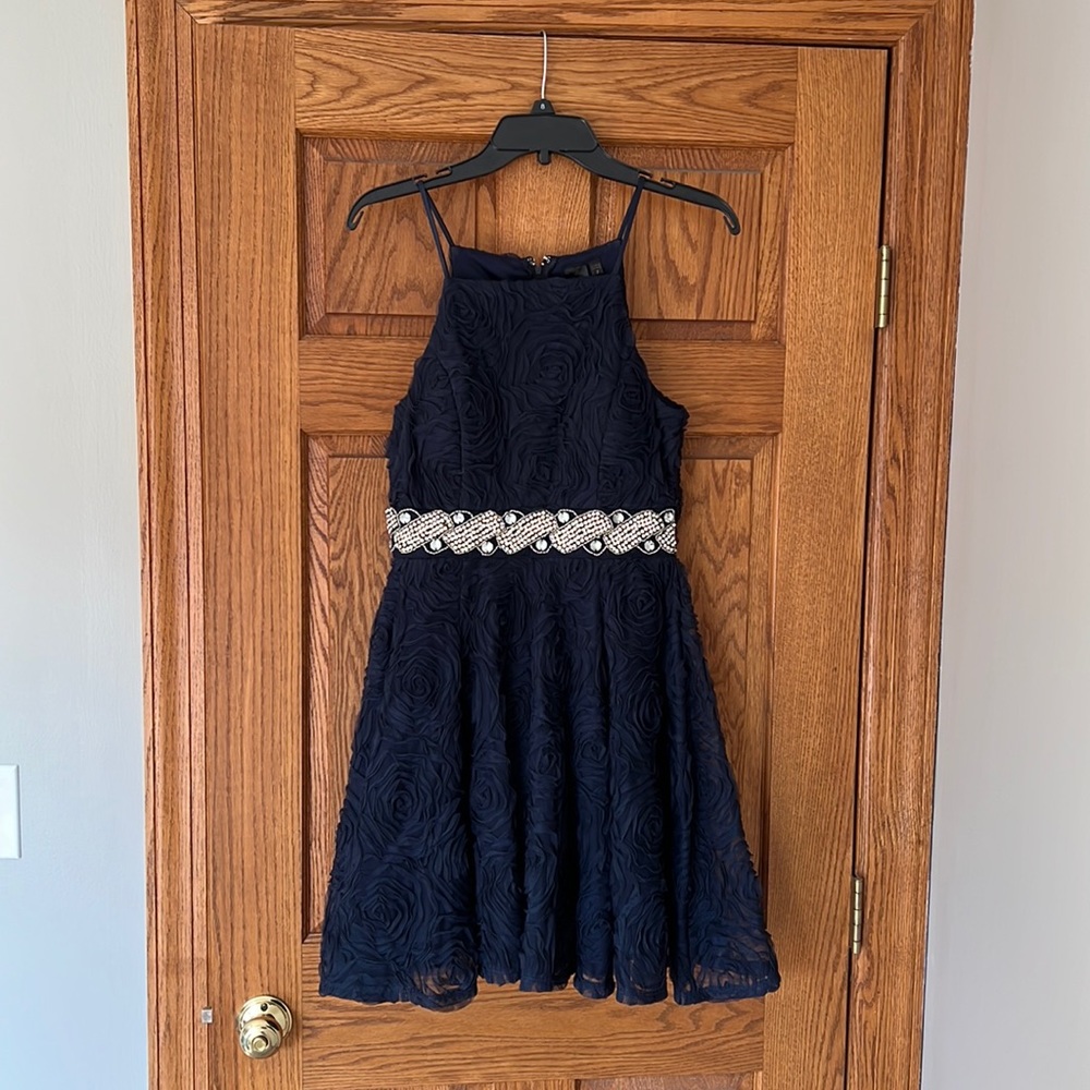 Navy Blue Trixxi Cocktail Dress - JUNIORS (size 7)